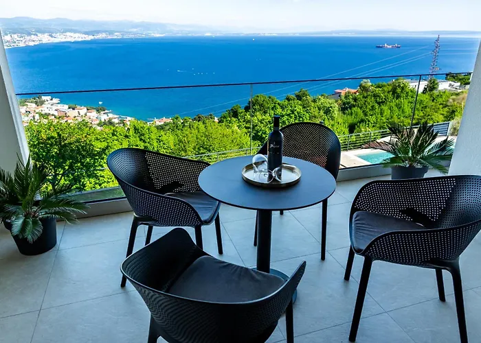 K With A Heated Pool, Gym, Sauna, Astonishing Sea View Villa Opatija