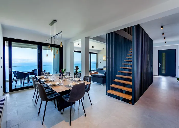 K With A Heated Pool, Gym, Sauna, Astonishing Sea View Villa Opatija